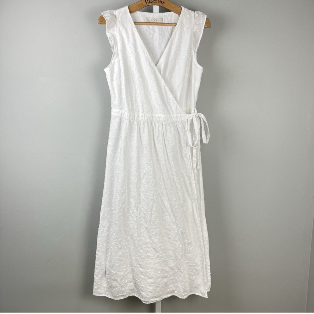 NWT LOFT White Textured Midi Dress